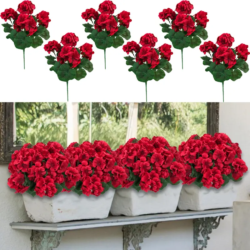 🌸 LAST DAY 60%OFF🌸 Bundles Artificial Geranium Flowers For Outdoors Geranium Flowers Outdoor Artificial Flowers UV Resistant Garden Plants Faux Flowers For Home Kitchen Table Centerpieces Patio Decor