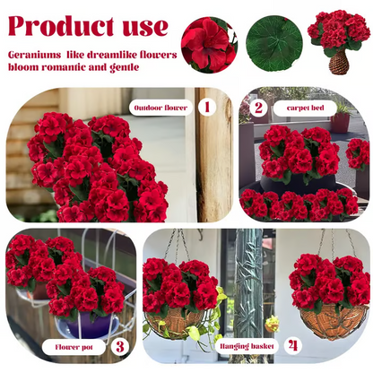 🌸 LAST DAY 60%OFF🌸 Bundles Artificial Geranium Flowers For Outdoors Geranium Flowers Outdoor Artificial Flowers UV Resistant Garden Plants Faux Flowers For Home Kitchen Table Centerpieces Patio Decor