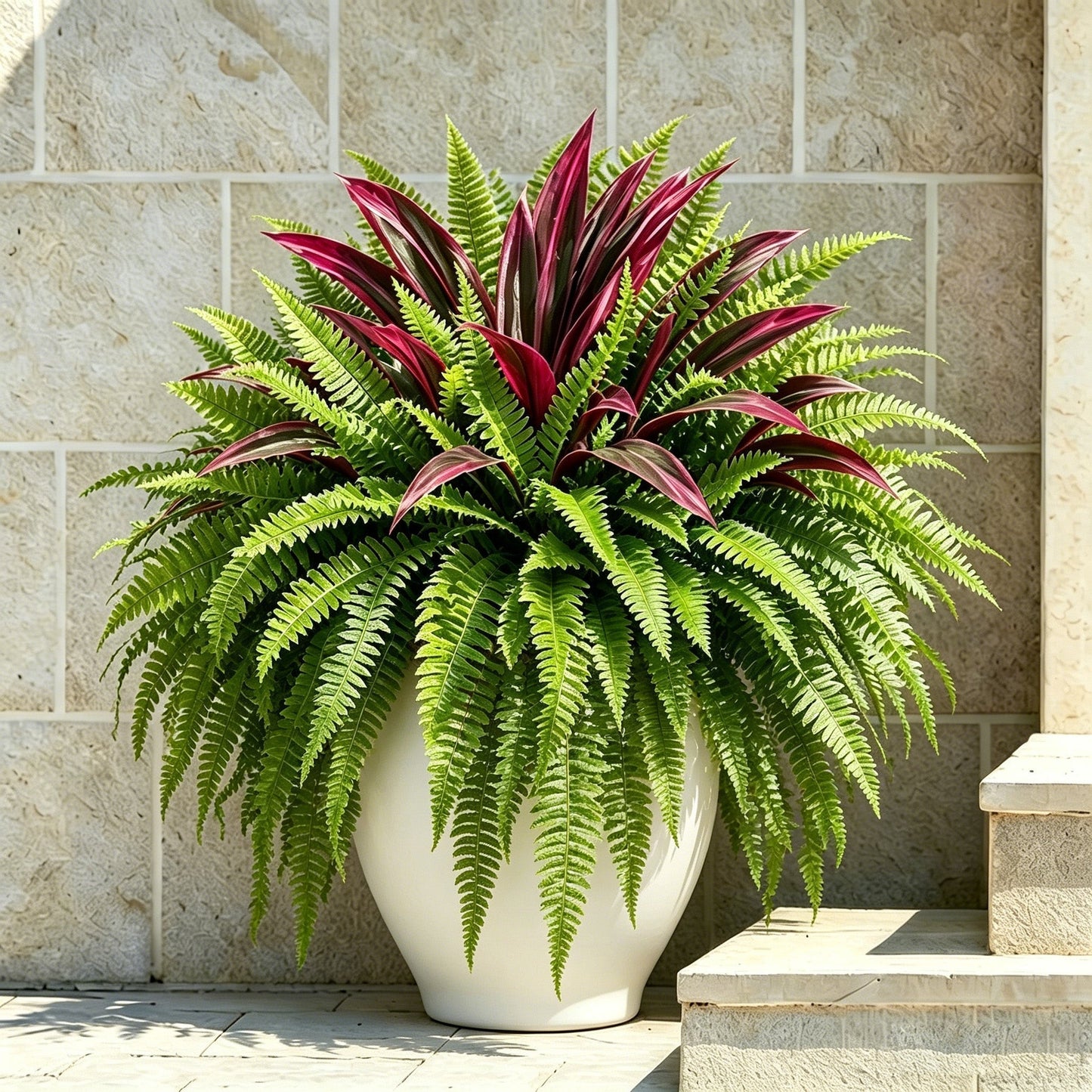 💥Summer Special🔥 UV-Resistant Artificial Fern & Red Dracaena Decorative Plants – Full, Lush  & Fade-Resistant!