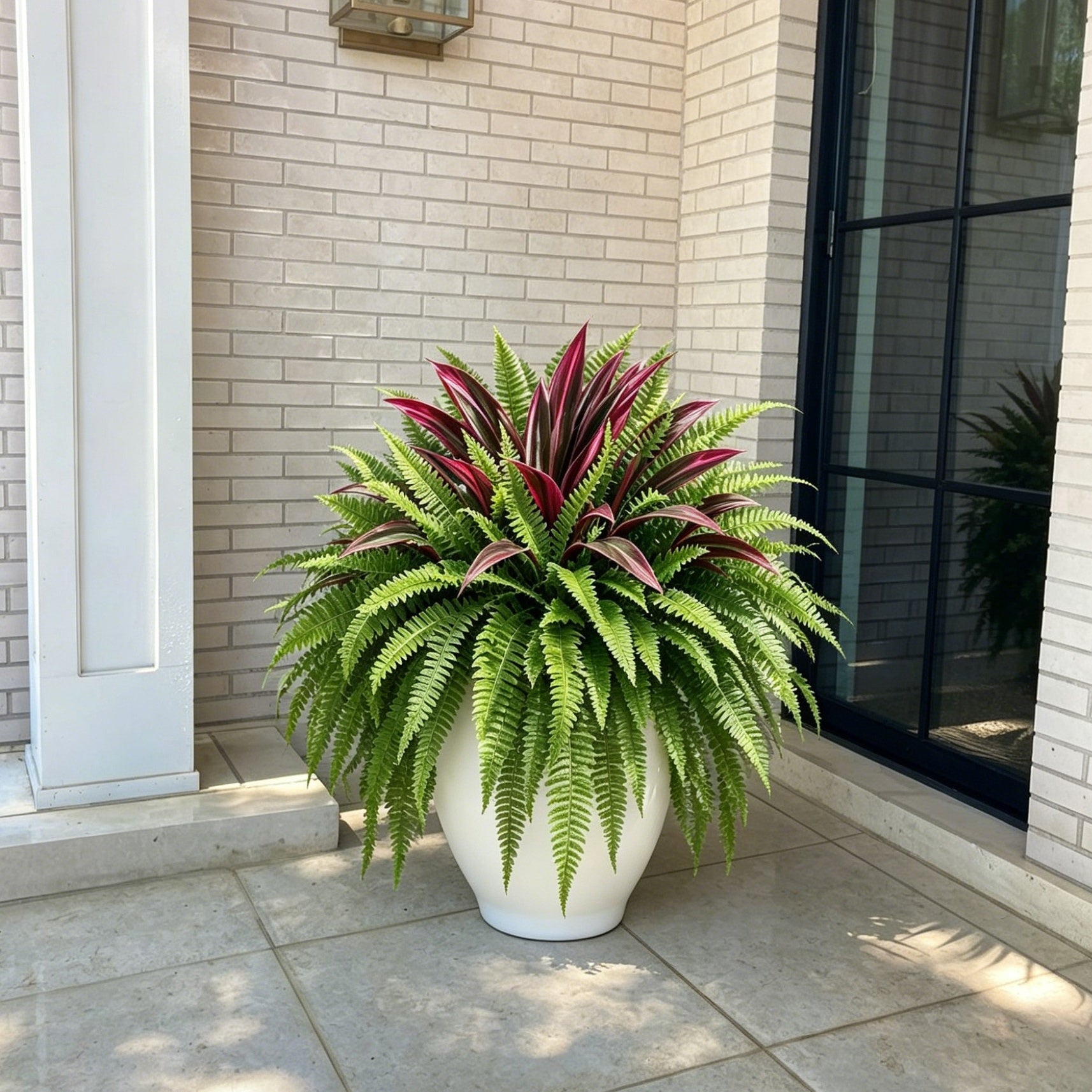 💥Summer Special🔥 UV-Resistant Artificial Fern & Red Dracaena Decorative Plants – Full, Lush  & Fade-Resistant!