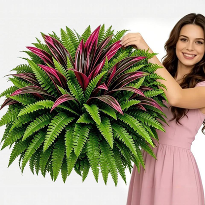 💥Summer Special🔥 UV-Resistant Artificial Fern & Red Dracaena Decorative Plants – Full, Lush  & Fade-Resistant!